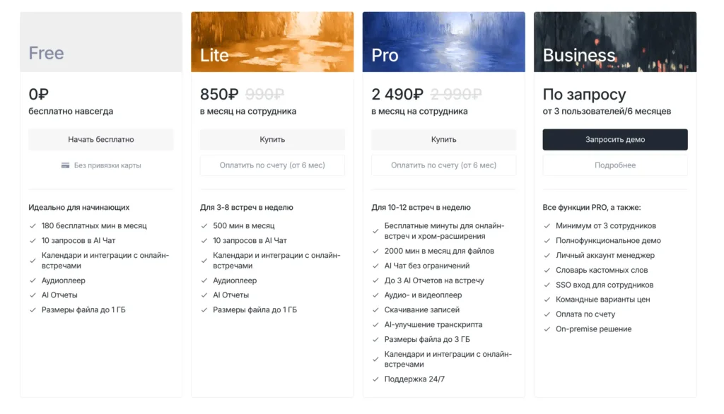 Тарифы Mymeet.ai